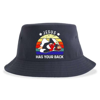 Brazilian Jiu Jitsu Jesus Has Your Back Sustainable Bucket Hat