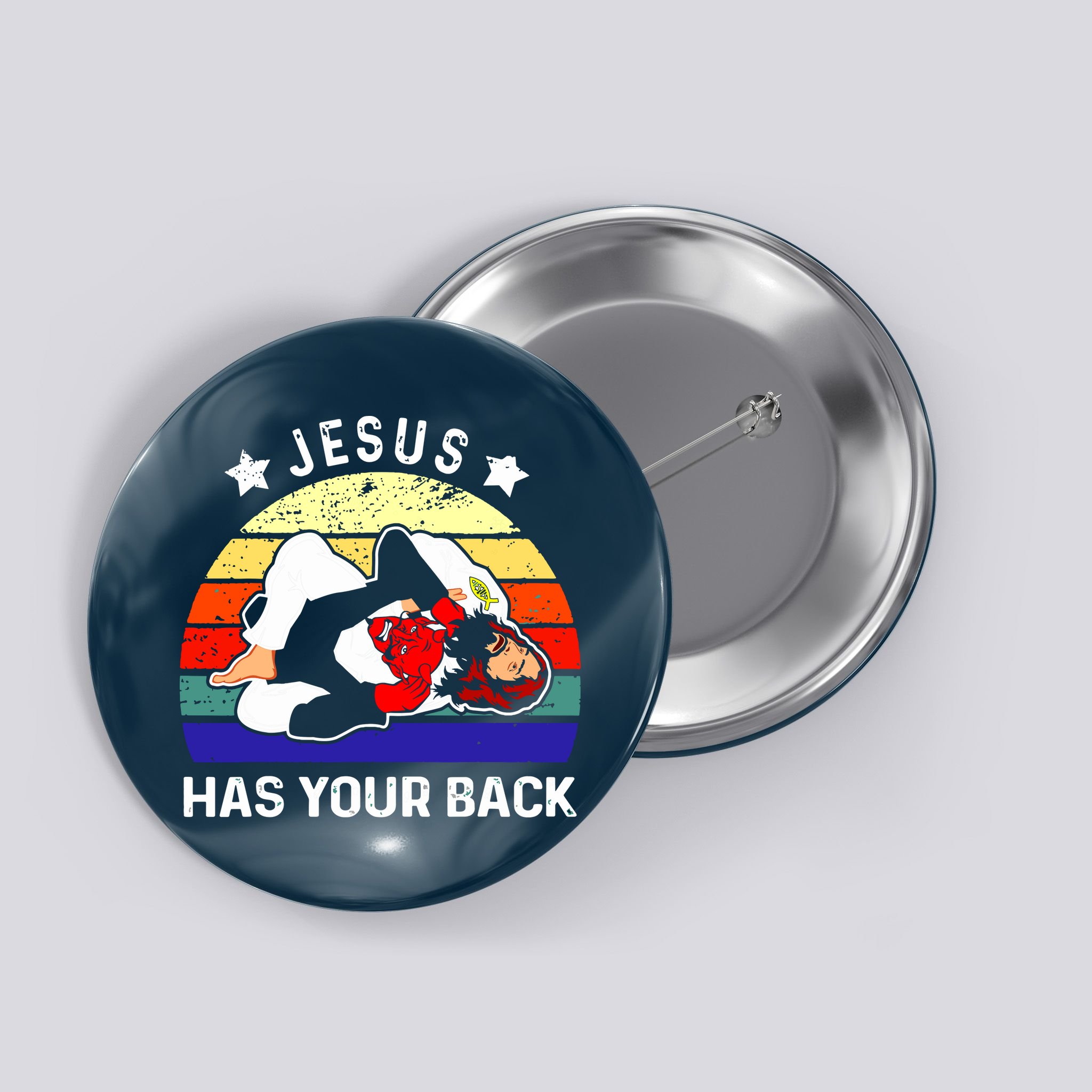 Brazilian Jiu Jitsu Jesus Has Your Back Button