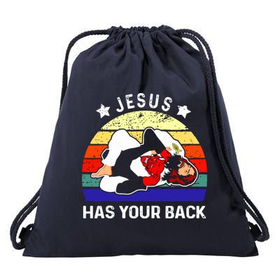 Brazilian Jiu Jitsu Jesus Has Your Back Drawstring Bag