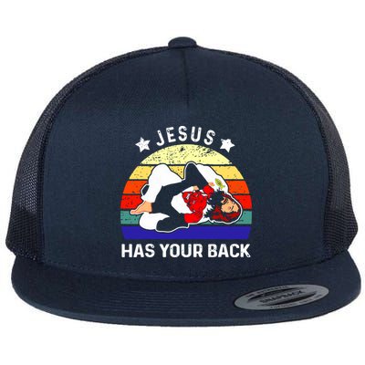 Brazilian Jiu Jitsu Jesus Has Your Back Flat Bill Trucker Hat