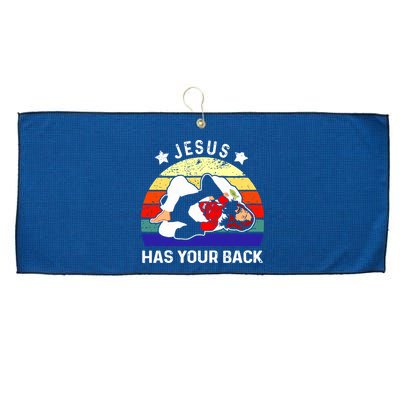 Brazilian Jiu Jitsu Jesus Has Your Back Large Microfiber Waffle Golf Towel