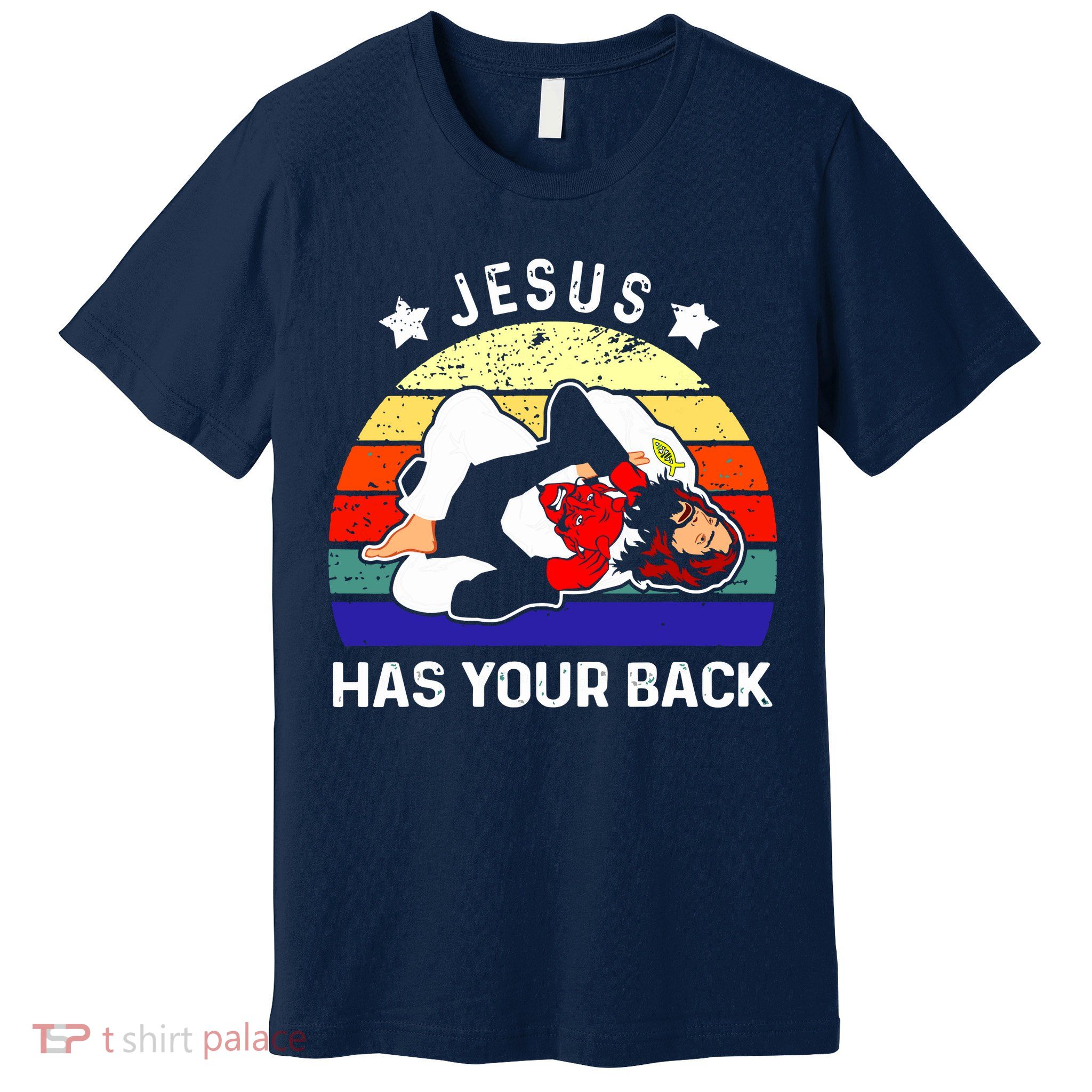 Brazilian Jiu Jitsu Jesus Has Your Back Premium T-Shirt