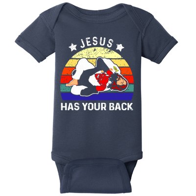 Brazilian Jiu Jitsu Jesus Has Your Back Baby Bodysuit