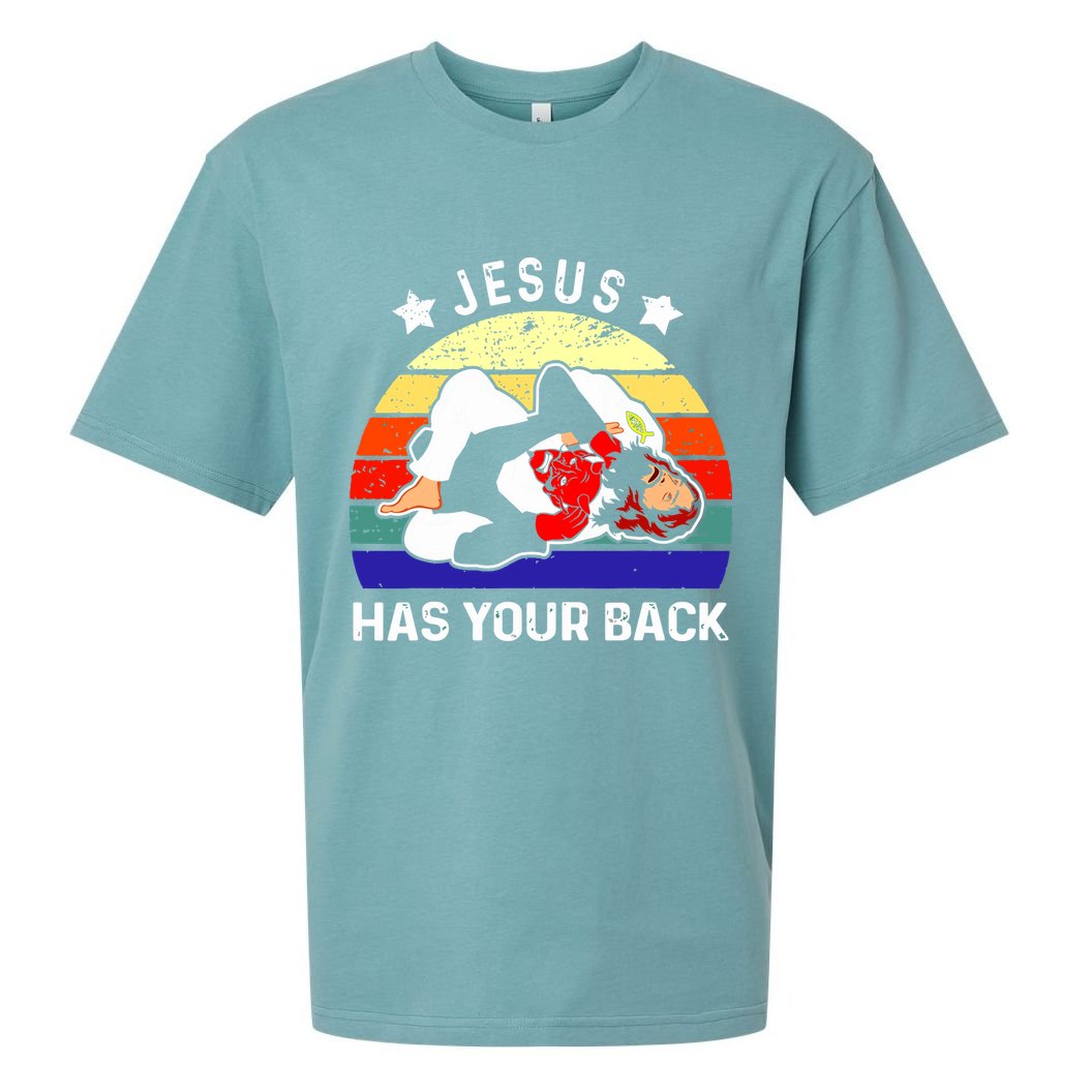 Brazilian Jiu Jitsu Jesus Has Your Back Sueded Cloud Jersey T-Shirt