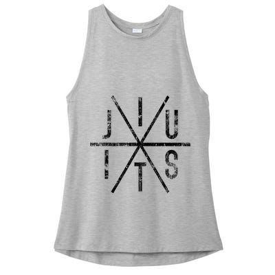 Brazilian Jiu Jitsu Bjj Distressed Ladies PosiCharge Tri-Blend Wicking Tank