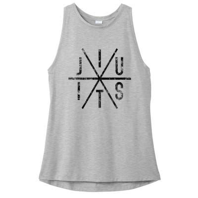 Brazilian Jiu Jitsu Bjj Distressed Ladies PosiCharge Tri-Blend Wicking Tank