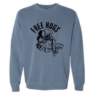 Brazilian Jiu Jitsu Free Hugs Martial Garment-Dyed Sweatshirt