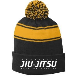 BRAZILIAN JIU JITSU Stripe Pom Pom Beanie