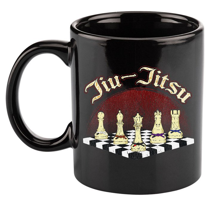 Brazilian Jiu Jitsu Chess Black Belt 11oz C Handle Ceramic Mug