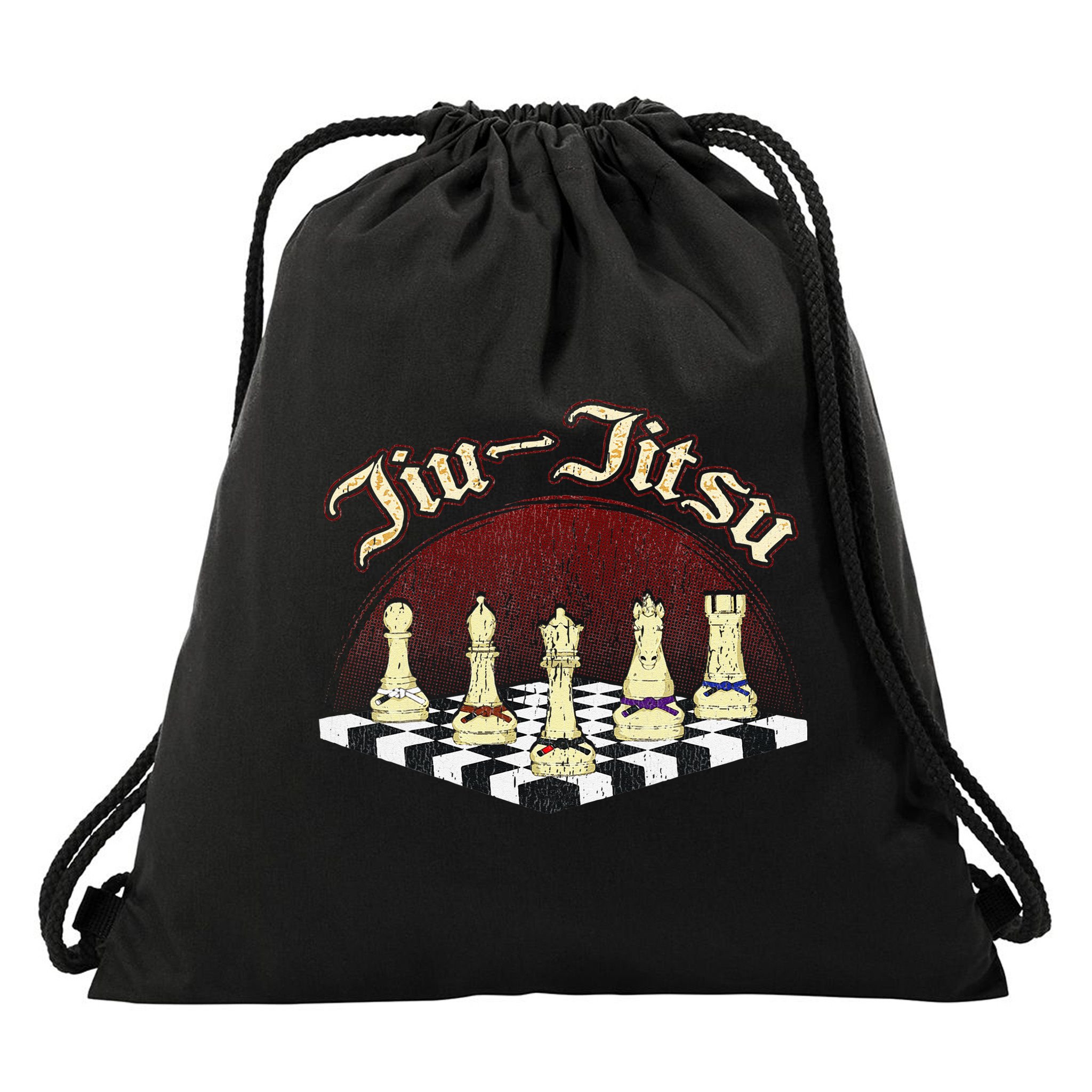 Brazilian Jiu Jitsu Chess Black Belt Drawstring Bag