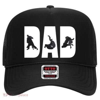 Brazilian Jiu Jitsu Dad Cool Bjj Funny Gift Mma FatherS Day Gift High Crown Mesh Back Trucker Hat