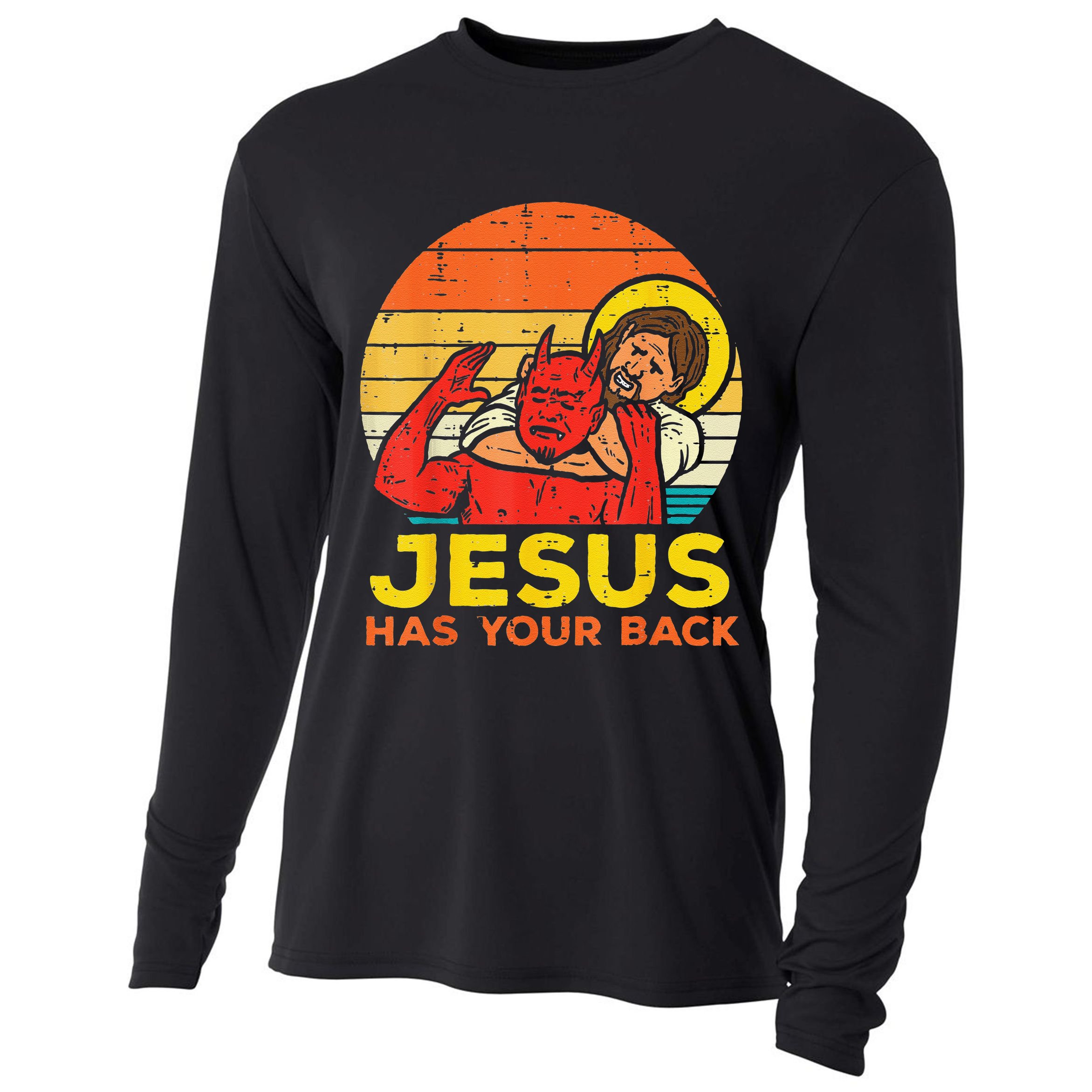 Brazilian Jiu Jitsu Jesus Jesus Has Your Back Cooling Performance Long Sleeve Crew