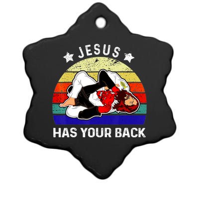 Brazilian Jiu Jitsu Jesus Jesus Has Your Back Ceramic Star Ornament