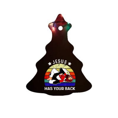 Brazilian Jiu Jitsu Jesus Jesus Has Your Back Ceramic Tree Ornament