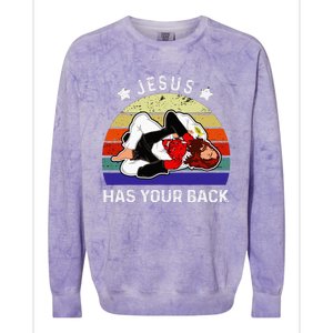 Brazilian Jiu Jitsu Jesus Jesus Has Your Back Colorblast Crewneck Sweatshirt