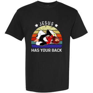 Brazilian Jiu Jitsu Jesus Jesus Has Your Back Garment-Dyed Heavyweight T-Shirt