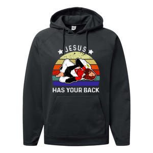 Brazilian Jiu Jitsu Jesus Jesus Has Your Back Performance Fleece Hoodie