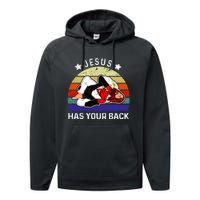 Brazilian Jiu Jitsu Jesus Jesus Has Your Back Performance Fleece Hoodie