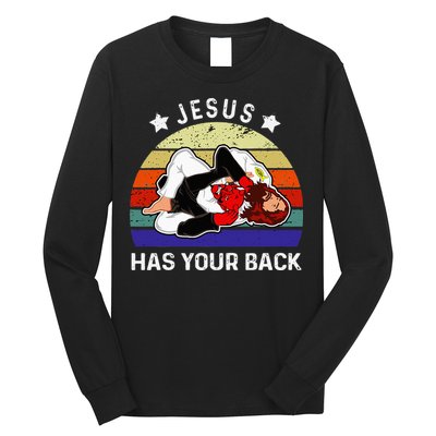 Brazilian Jiu Jitsu Jesus Jesus Has Your Back Long Sleeve Shirt
