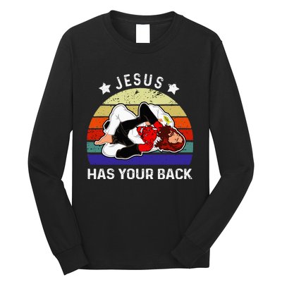 Brazilian Jiu Jitsu Jesus Jesus Has Your Back Long Sleeve Shirt