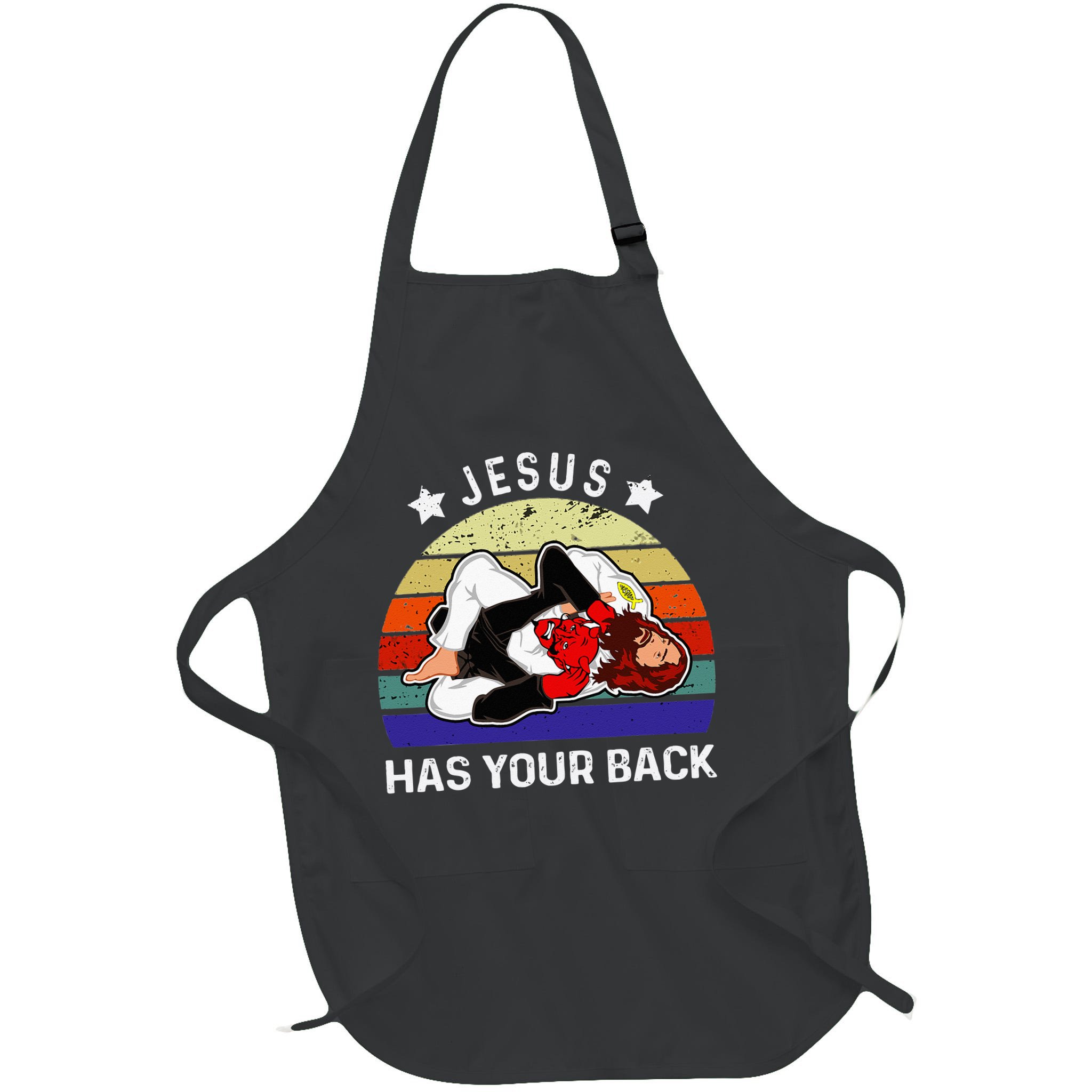 Brazilian Jiu Jitsu Jesus Jesus Has Your Back Apron