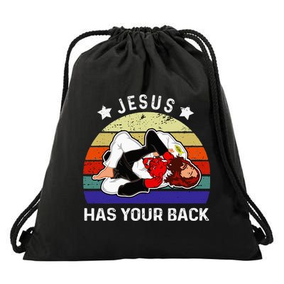 Brazilian Jiu Jitsu Jesus Jesus Has Your Back Drawstring Bag