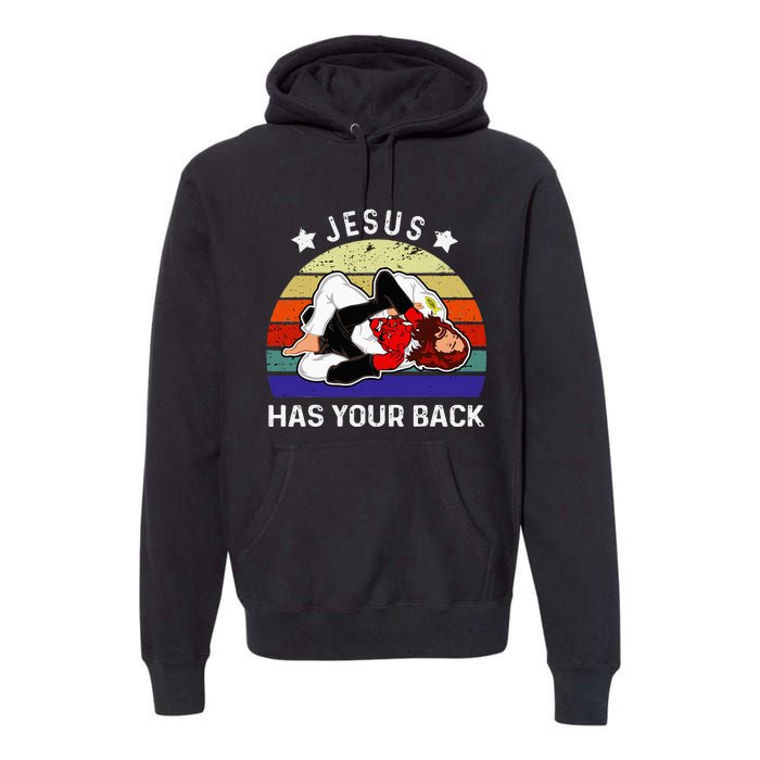 Brazilian Jiu Jitsu Jesus Jesus Has Your Back Premium Hoodie