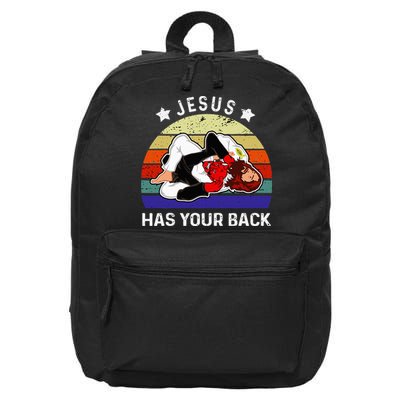 Brazilian Jiu Jitsu Jesus Jesus Has Your Back 16 in Basic Backpack