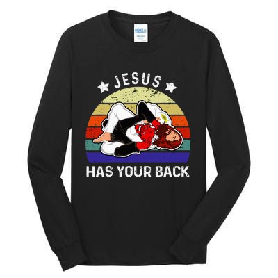 Brazilian Jiu Jitsu Jesus Jesus Has Your Back Tall Long Sleeve T-Shirt