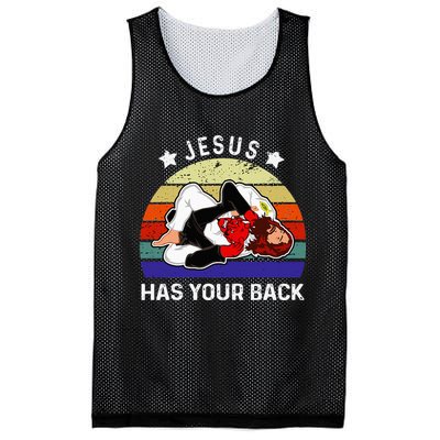 Brazilian Jiu Jitsu Jesus Jesus Has Your Back Mesh Reversible Basketball Jersey Tank