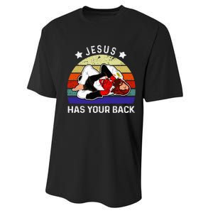 Brazilian Jiu Jitsu Jesus Jesus Has Your Back Performance Sprint T-Shirt