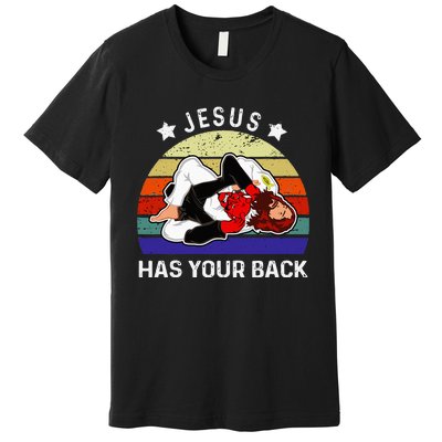 Brazilian Jiu Jitsu Jesus Jesus Has Your Back Premium T-Shirt