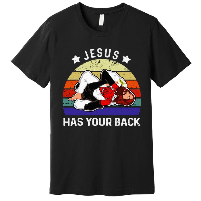 Brazilian Jiu Jitsu Jesus Jesus Has Your Back Premium T-Shirt