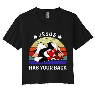 Brazilian Jiu Jitsu Jesus Jesus Has Your Back Women's Crop Top Tee