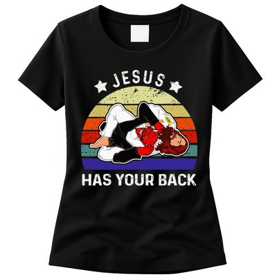 Brazilian Jiu Jitsu Jesus Jesus Has Your Back Womens T-Shirt