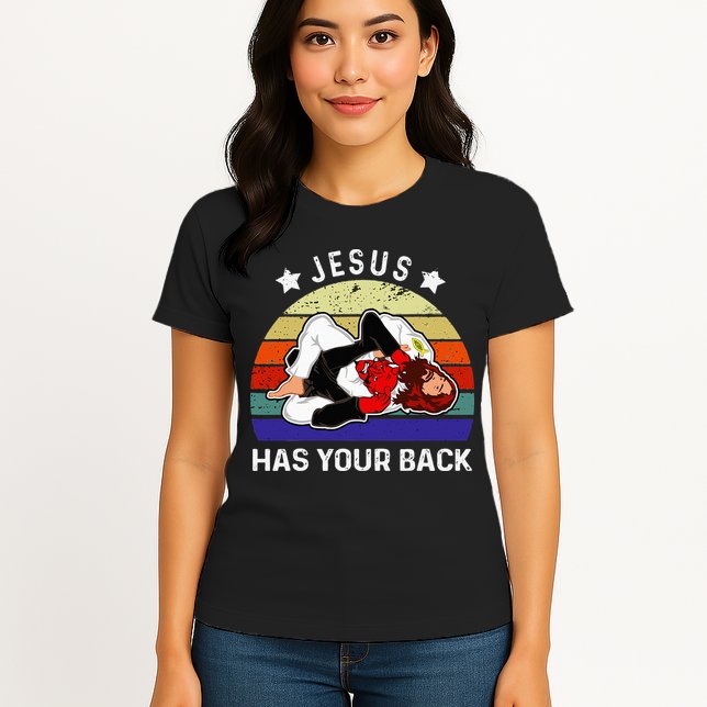 Brazilian Jiu Jitsu Jesus Jesus Has Your Back Womens T-Shirt