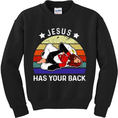 Brazilian Jiu Jitsu Jesus Jesus Has Your Back Kids Sweatshirt