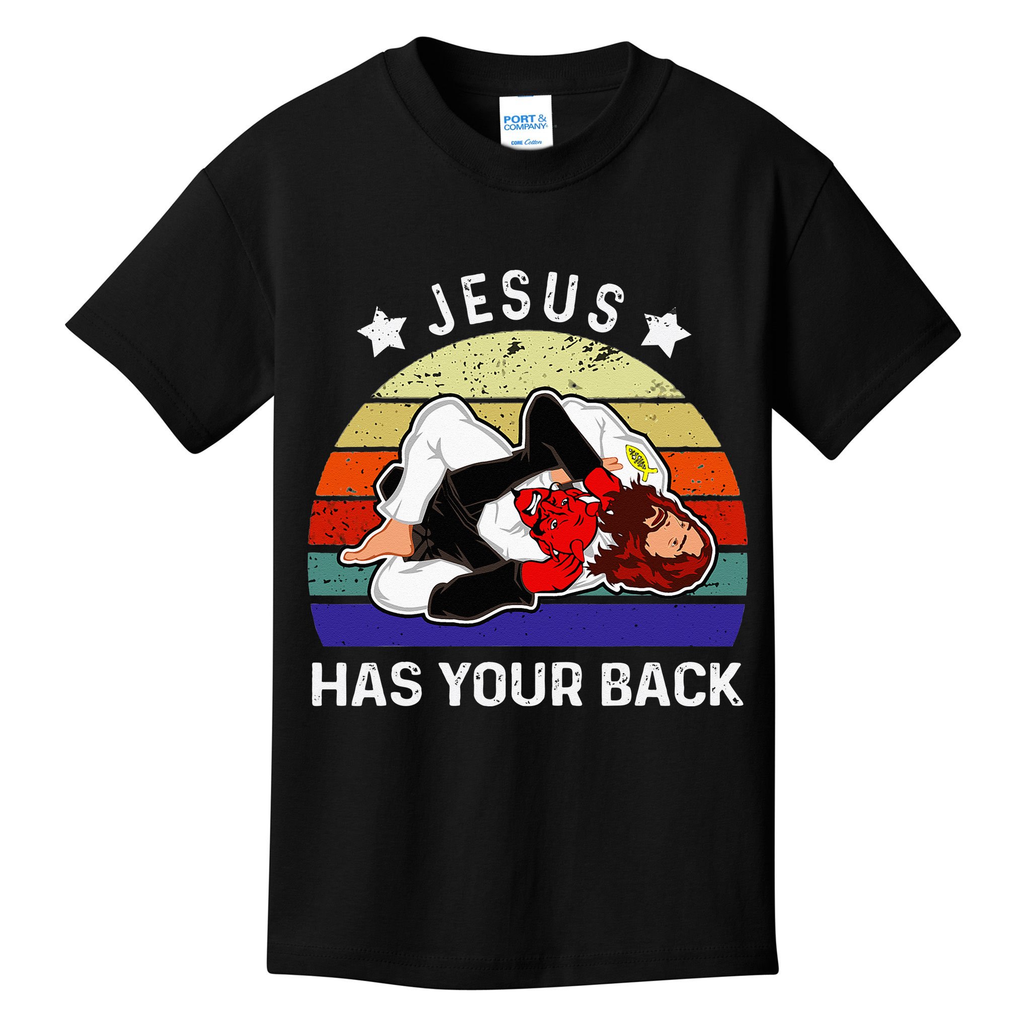 Brazilian Jiu Jitsu Jesus Jesus Has Your Back Kids T-Shirt