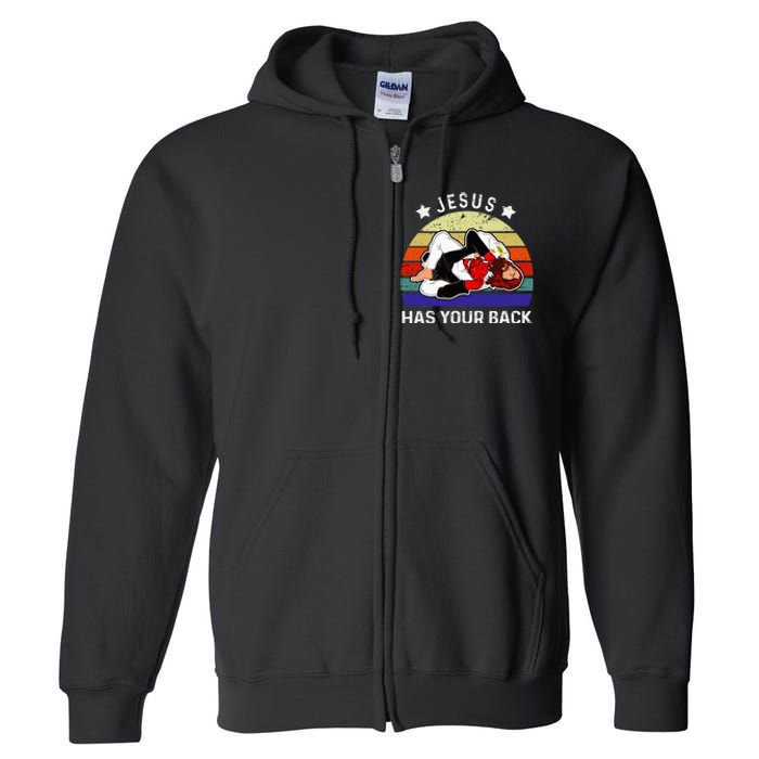 Brazilian Jiu Jitsu Jesus Jesus Has Your Back Full Zip Hoodie