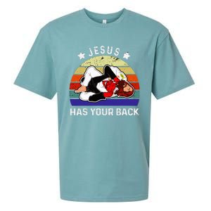 Brazilian Jiu Jitsu Jesus Jesus Has Your Back Sueded Cloud Jersey T-Shirt