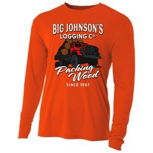 Big JohnsonS Logging Co. Packing Wood Funny Logger Cooling Performance Long Sleeve Crew