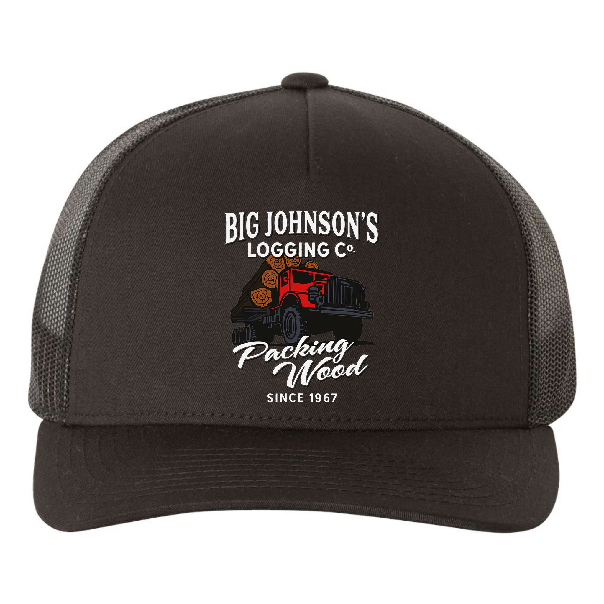 Big JohnsonS Logging Co. Packing Wood Funny Logger Yupoong Adult 5-Panel Trucker Hat