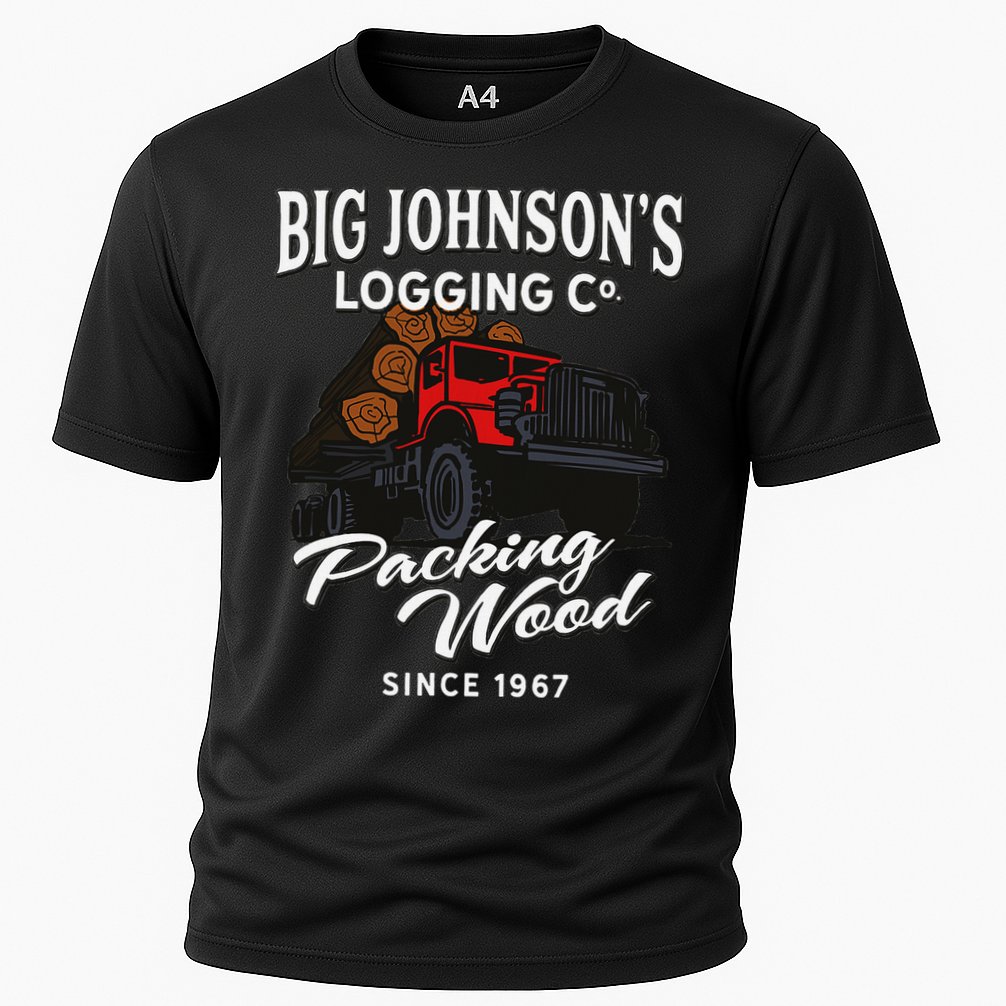 Big JohnsonS Logging Co. Packing Wood Funny Logger Performance Shirt