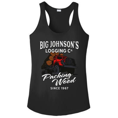 Big JohnsonS Logging Co. Packing Wood Funny Logger Ladies PosiCharge Competitor Racerback Tank