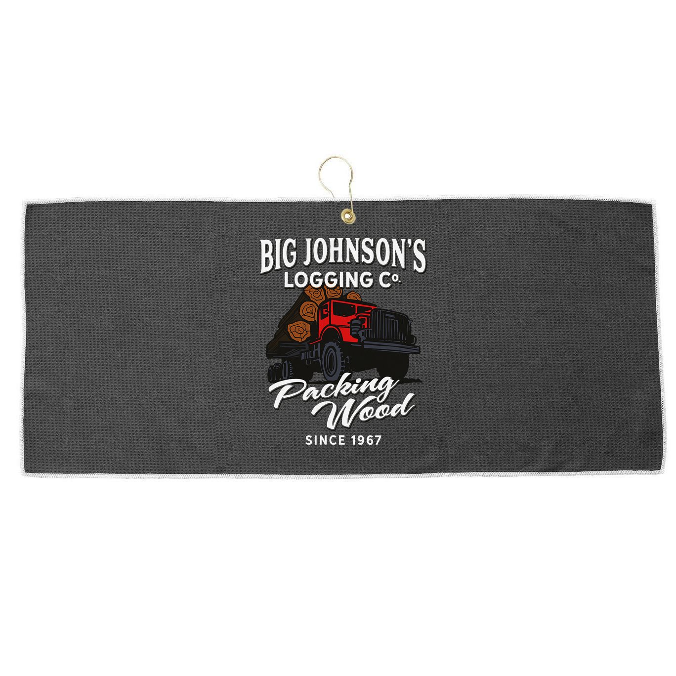 Big JohnsonS Logging Co. Packing Wood Funny Logger Large Microfiber Waffle Golf Towel