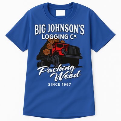 Big JohnsonS Logging Co. Packing Wood Funny Logger Tall T-Shirt