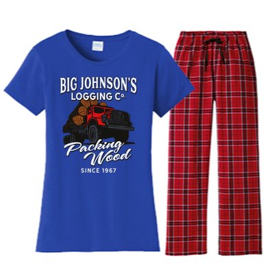 Big JohnsonS Logging Co. Packing Wood Funny Logger Women's Flannel Pajama Set