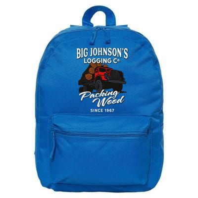 Big JohnsonS Logging Co. Packing Wood Funny Logger 16 in Basic Backpack
