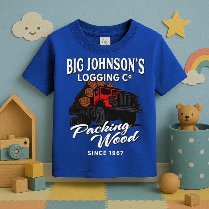Big JohnsonS Logging Co. Packing Wood Funny Logger Toddler T-Shirt
