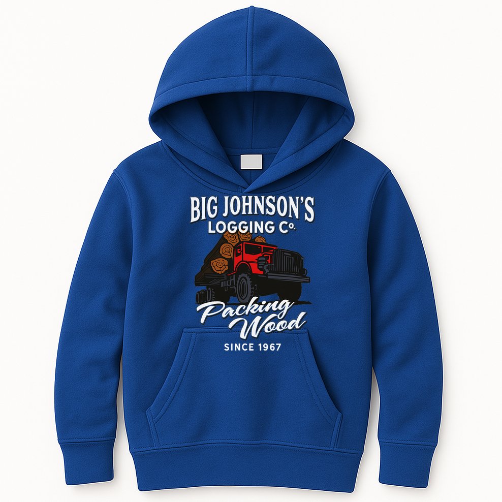 Big JohnsonS Logging Co. Packing Wood Funny Logger Kids Hoodie